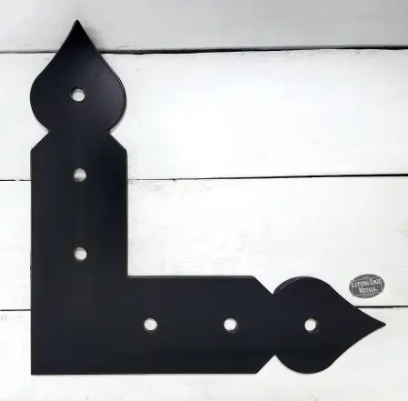S-LSB-13 Black - front Spaded L-Shaped Bracket or Flat L Bracket with Spaded Ends - Timber Frame