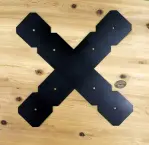 flat x post and beam bracket double cropped black powder coat steel