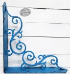 Blue coated L angled scroll decor bracket