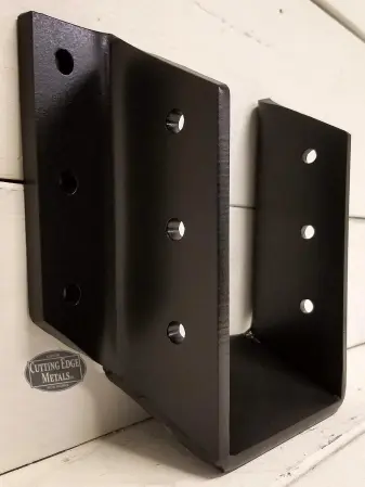 black powder-coated Angle Cropped Bottom Joist Hangers