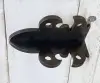 Custom Black Powder Coated Decorative L Angle Timber Brackets with Le Fleur de Lis - Left Side Custom Black Powder Coated Decorative L Angle Timber Brackets with Le Fleur de Lis - Left Side