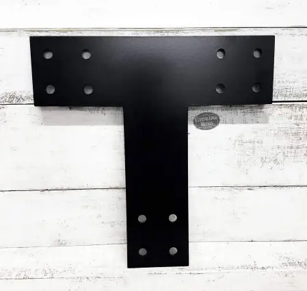 black - painted - front - "T" Bracket Timber Connector / Flat "T" Bracket - Timber Frame