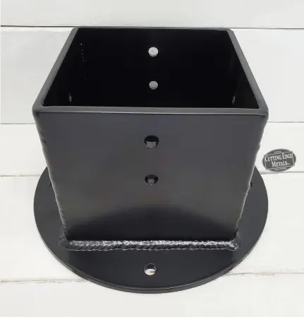 Black 4 - Sided Wood Post Round Base Brackets