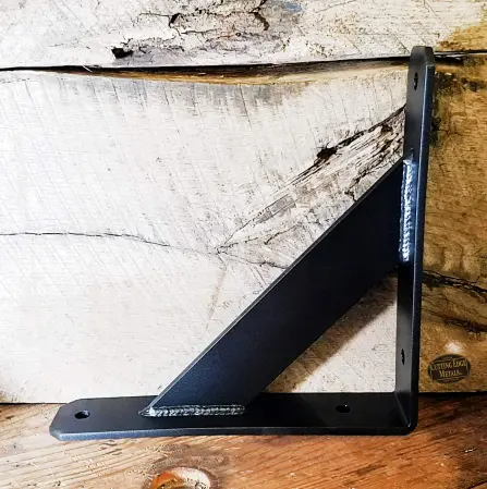 Thin - black - reinforced - side- L Angle Gusseted Steel Support Bracket