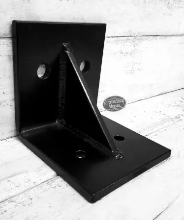 Wide - reinforced- black- curbside -L Angle Gusseted Steel Support Bracket