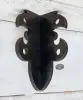 Custom Black Powder Coated Decorative L Angle Timber Brackets with Le Fleur de Lis Upside Down Custom Black Powder Coated Decorative L Angle Timber Brackets with Le Fleur de Lis Upside Down