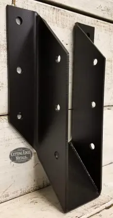 Long black-powder coated Angle Cropped Bottom Joist Hangers