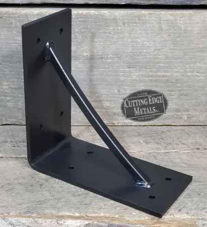 Sideview - Reinforced Black - L Angle Gusseted Steel Support BracketReinforced
