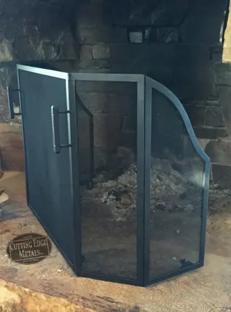 Custom black coat fireplace screen
