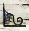 Side view of a small black coated L Angle Decorative Scroll Gusset Support Bracket Side view of a small black coated L Angle Decorative Scroll Gusset Support Bracket