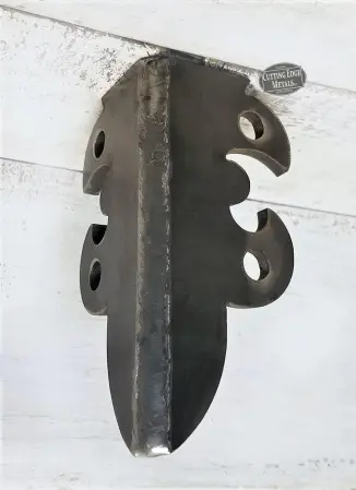 Custom Mild-Steel Upside-down Decorative L Angle Timber Brackets with Le Fleur de Lis Custom Mild-Steel Upside-down Decorative L Angle Timber Brackets with Le Fleur de Lis