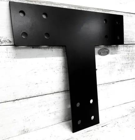 black - painted - curbside- "T" Bracket Timber Connector / Flat "T" Bracket - Timber Frame