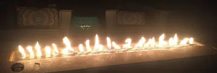 Custom steel gas firepit night