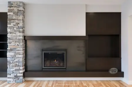 Single piece fireplace surround Douglas house