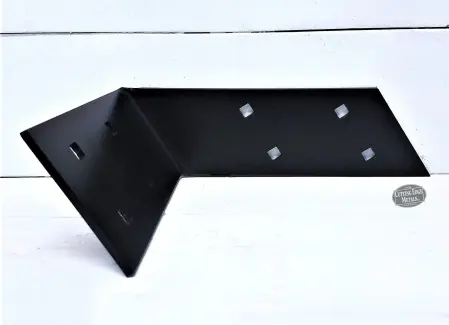 On side -Black - Powder coated Rafter L Angle Bracket with an Angle - Flat On side -Black - Powder coated Rafter L Angle Bracket with an Angle - Flat