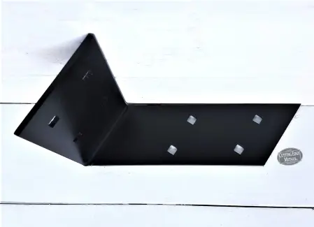 Overhead -  Black - Powder coated Rafter L Angle Bracket with an Angle - Flat Overhead -  Black - Powder coated Rafter L Angle Bracket with an Angle - Flat