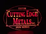 Cutting Edge Metals LED backlit sign in red