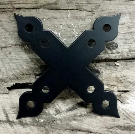 black powder coat -Spaded X Shaped Bracket or Flat X Bracket with Spaded Ends - Timber Frame