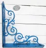 Detail Closeup - Blue Coated L Angle Decorative Scroll Gusset Support Bracket Detail Closeup - Blue Coated L Angle Decorative Scroll Gusset Support Bracket