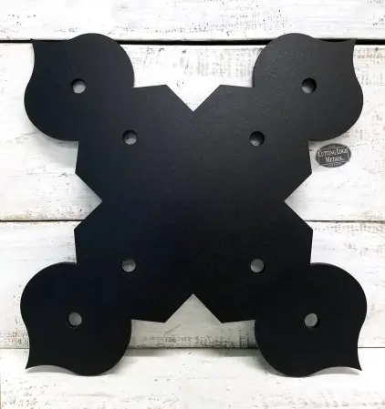 black powder coat front -Spaded X Shaped Bracket or Flat X Bracket with Spaded Ends - Timber Frame